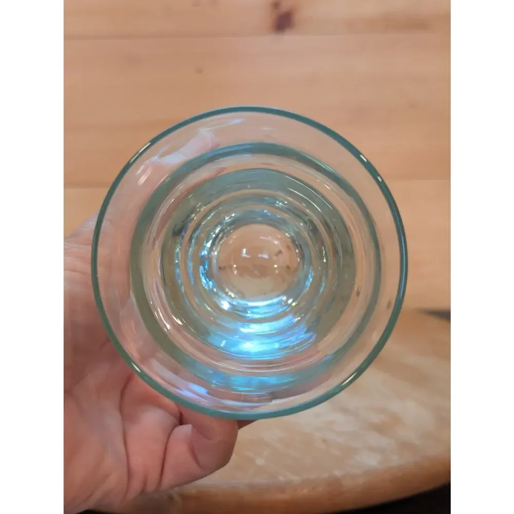 Set of 4 Vintage Libbey Ripple Aqua Saturn Optic Drinking Glasses
